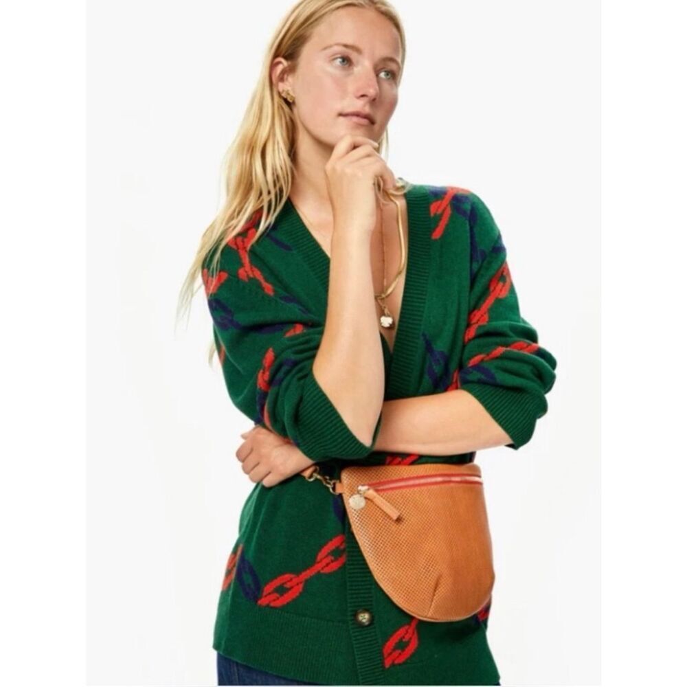 Clare V. Papa Cardigan Wool Blend in Evergreen with Chains Size M